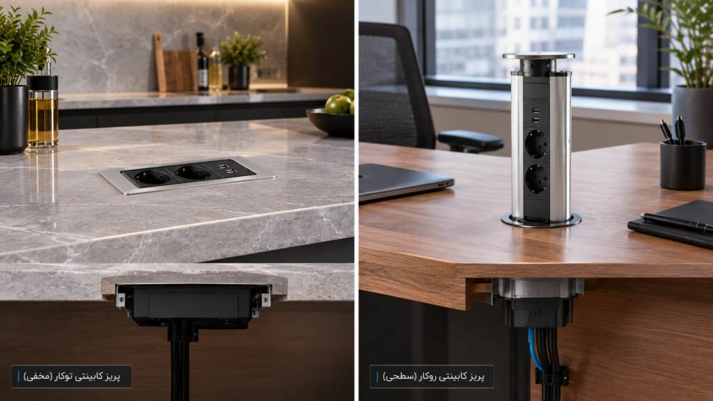 مقایسه پریز کابینتی توکار و روکار